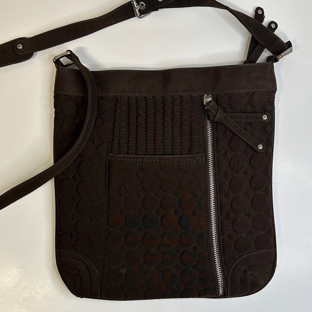 Vera Bradley Quilted Crossbody Bag Purse Solid Brown Adjustable Strap - Picture 3 of 5